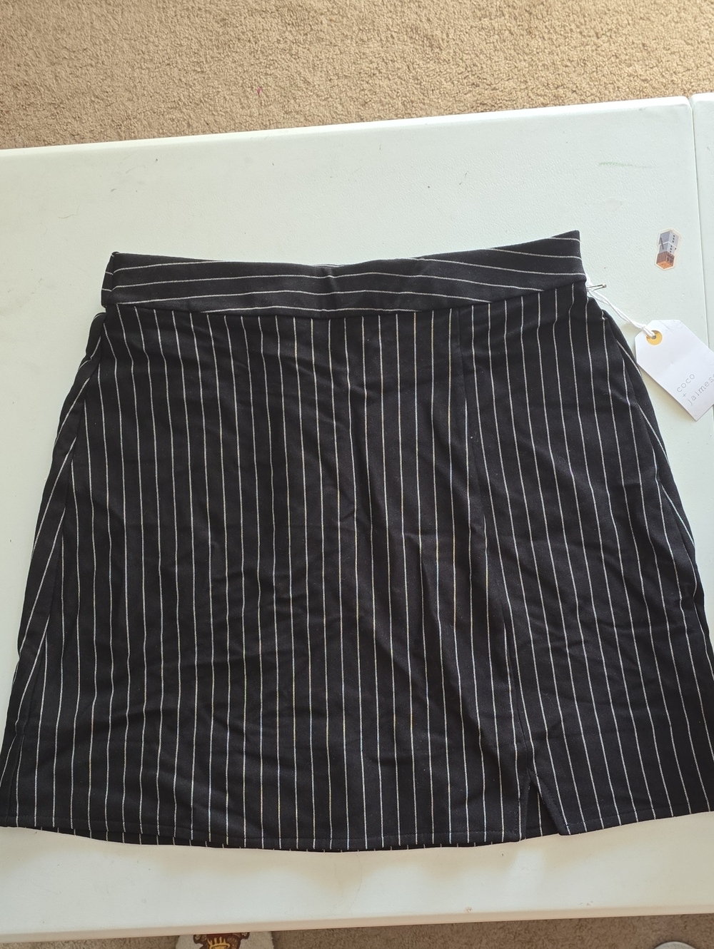 Classic Black Pinstripe Mini Skirt